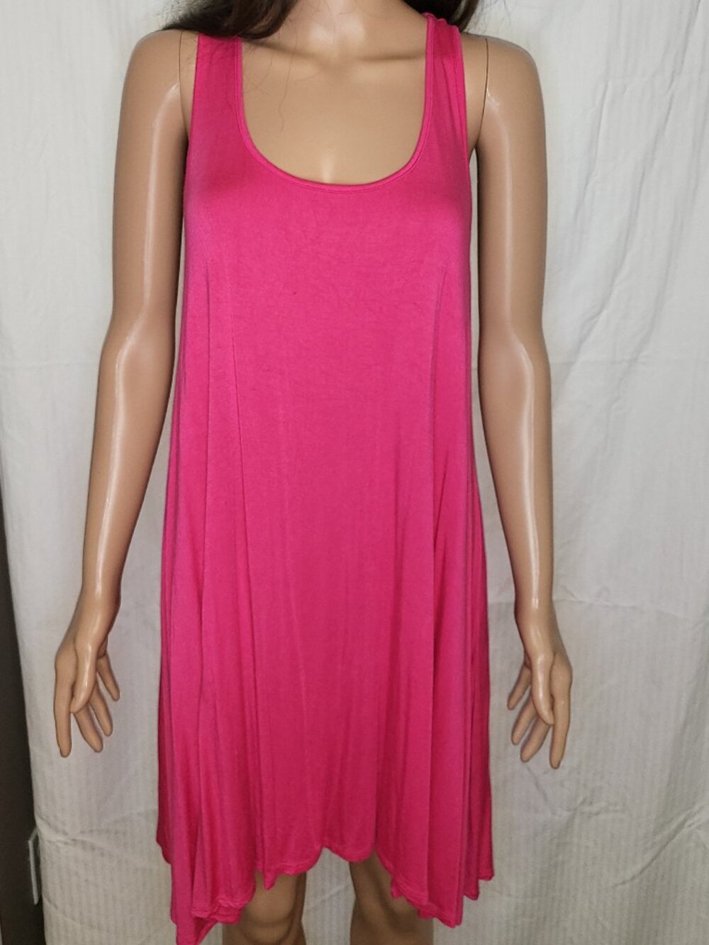 Société Hot Pink Racerback Swing Dress Sleeveless Flowy Mini Dress Size XL